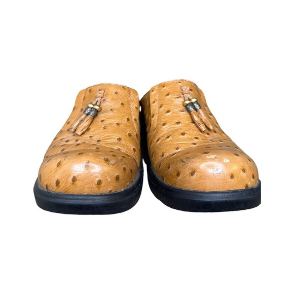 Ariat Mules Clogs Brown Leather Ostrich Print Slip On Western Shoes Women's 8.5 - Picture 6 of 15